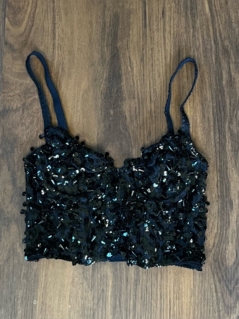90s vintage DKNY beaded and sequin bustier top